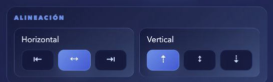 Controles individuales de alineación horizontal y vertical