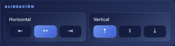 Controles individuales de alineación horizontal y vertical