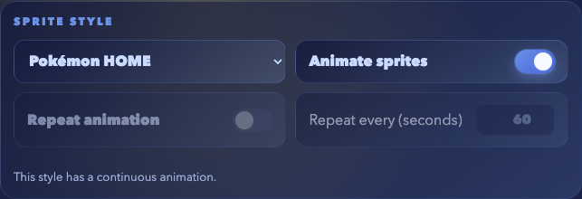 Individual style, animation, repeat and interval controls