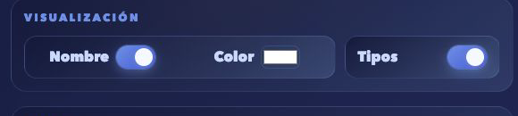 Configuración individual de nombre, color y tipos