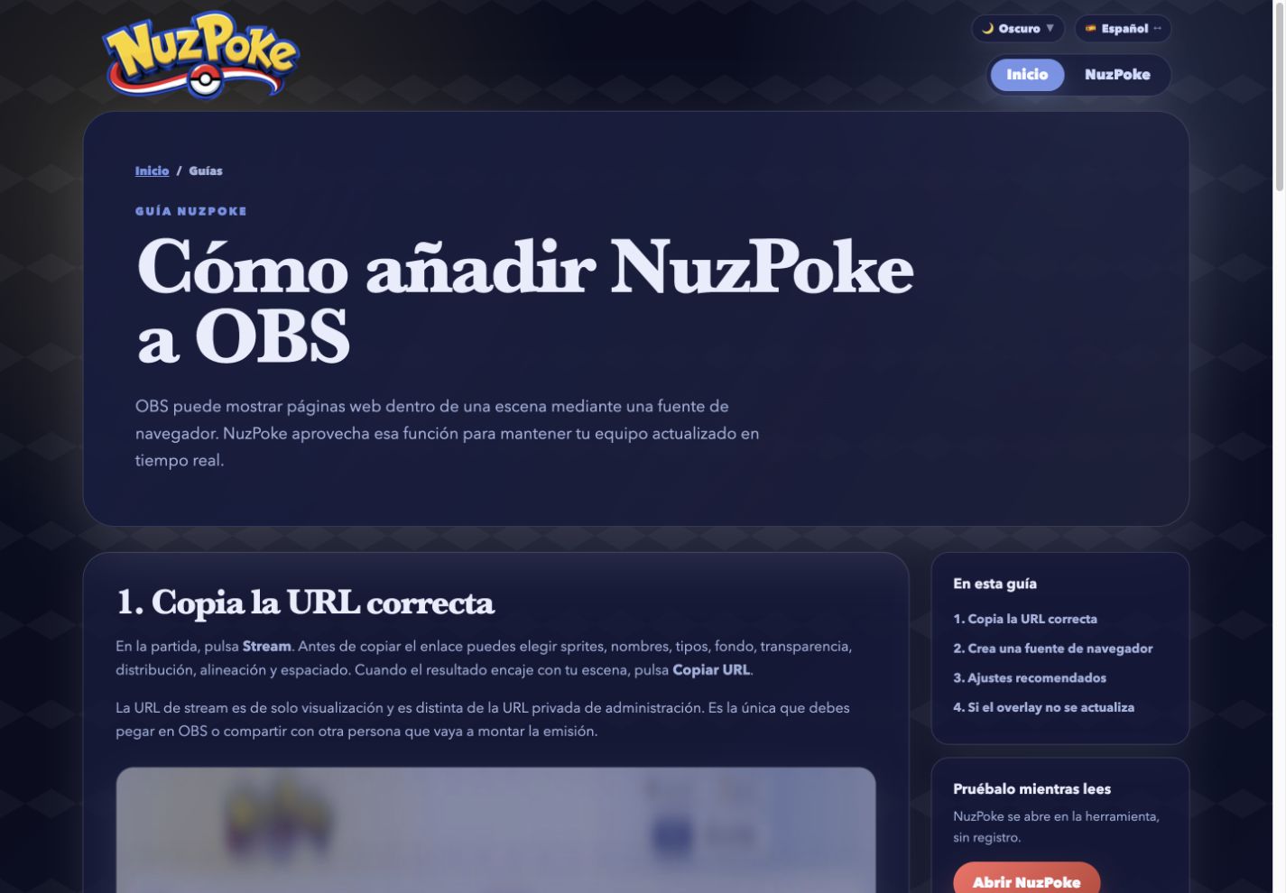 Configuración de una fuente de navegador de NuzPoke en OBS